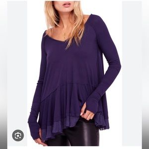 Free People We the Free deep purple Tangerine Tiered Thumbhole Top XS